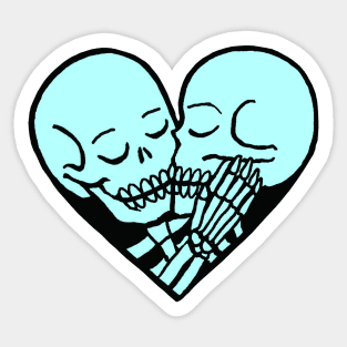 Aqua Skeleton Heart Sticker